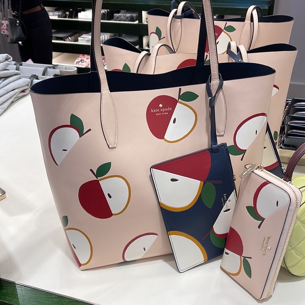 Kate Spade Honeycrisp Large Apple Tote & Honeycrisp Red Apple Continental Wallet - Picture 11 of 16